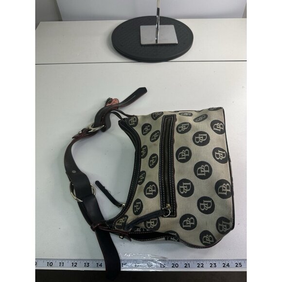 DAMAGED For parts - DOONEY & BOURKE Beige Black Circle Hobo Purse Shoulder L - Picture 7 of 14